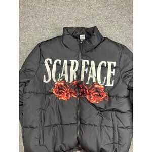 Scarface Jacket Mens XL Black Puffer Full Zip The World Is Yours Roses Movie